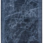 Covor ink albastru modern persan, 160×230 cm, Zehraya Blue Border 3 mm