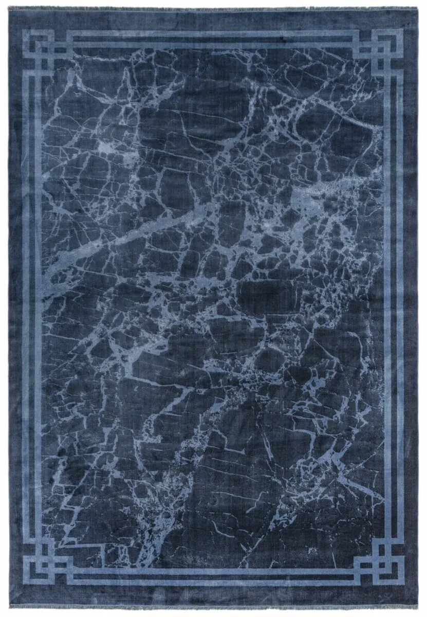 Covor ink albastru modern persan, 160×230 cm, Zehraya Blue Border 3 mm