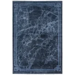 Covor ink albastru modern persan model abstract Zehraya Ink Blue Border 3 mm 120×180 cm ZEHR1201800002