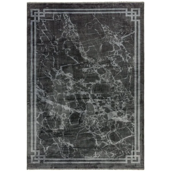Covor gri modern persan model abstract Zehraya Grey Border 3 mm 120x180 cm ZEHR1201800003
