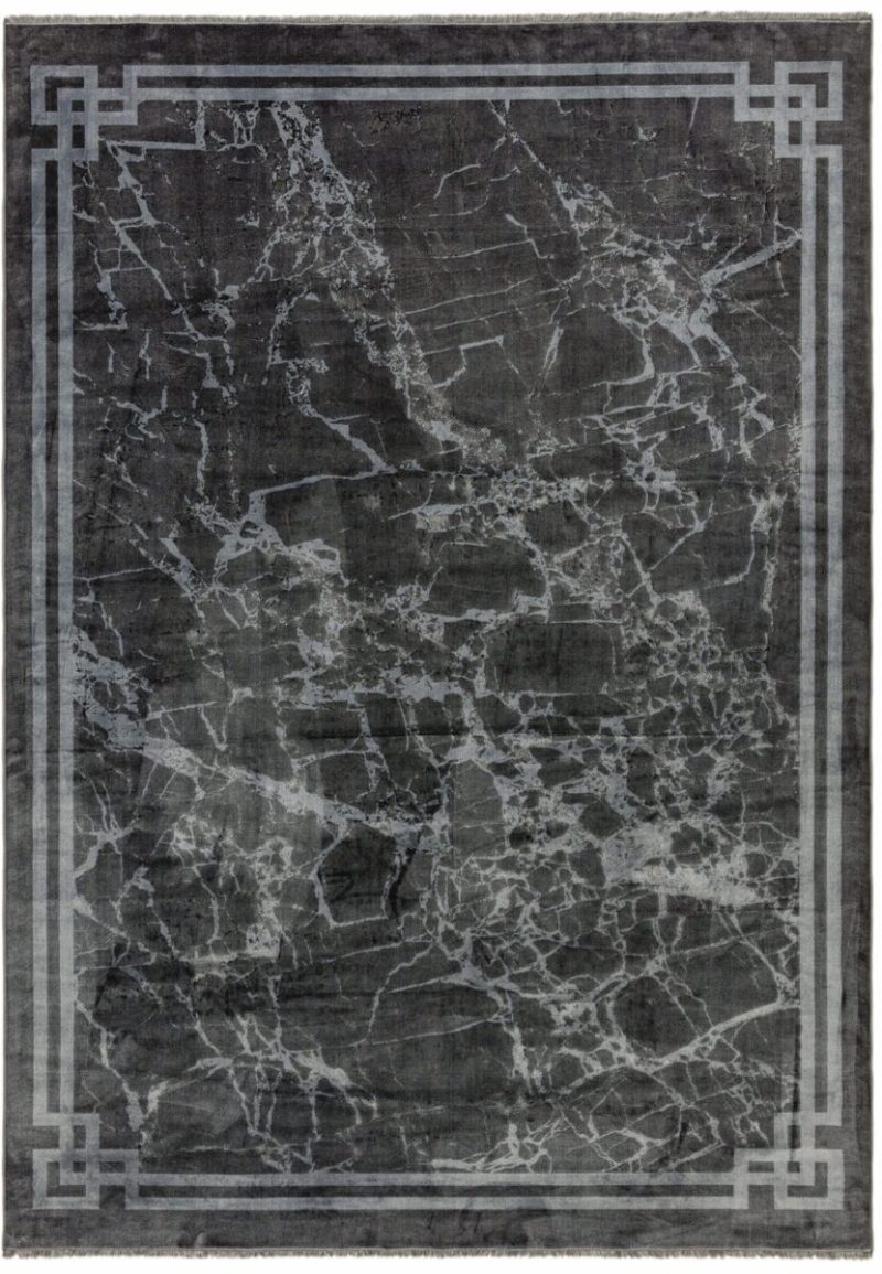 Covor gri modern persan model abstract Zehraya Grey Border 3 mm 120x180 cm ZEHR1201800003