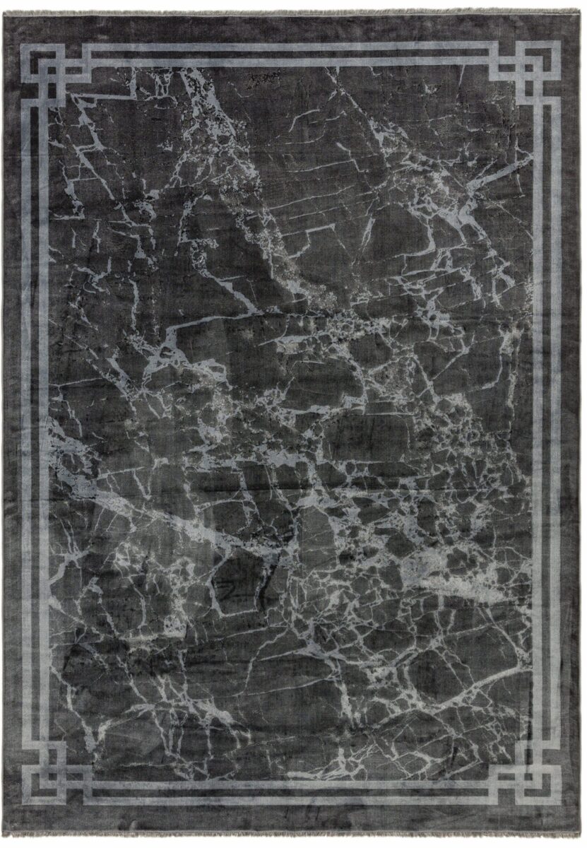 Covor gri modern persan model abstract Zehraya Grey Border 3 mm 120x180 cm ZEHR1201800003