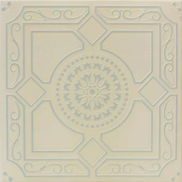 Tavan fals decorativ polistiren, crem cu albastru, Folk 32 N, 50x50 cm