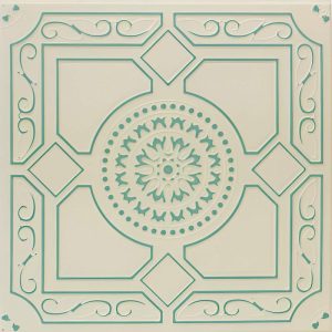 Tavan ornamental polistiren, crem cu verde, Folk 32 Z, 50x50 cm, 26 mp/pachet