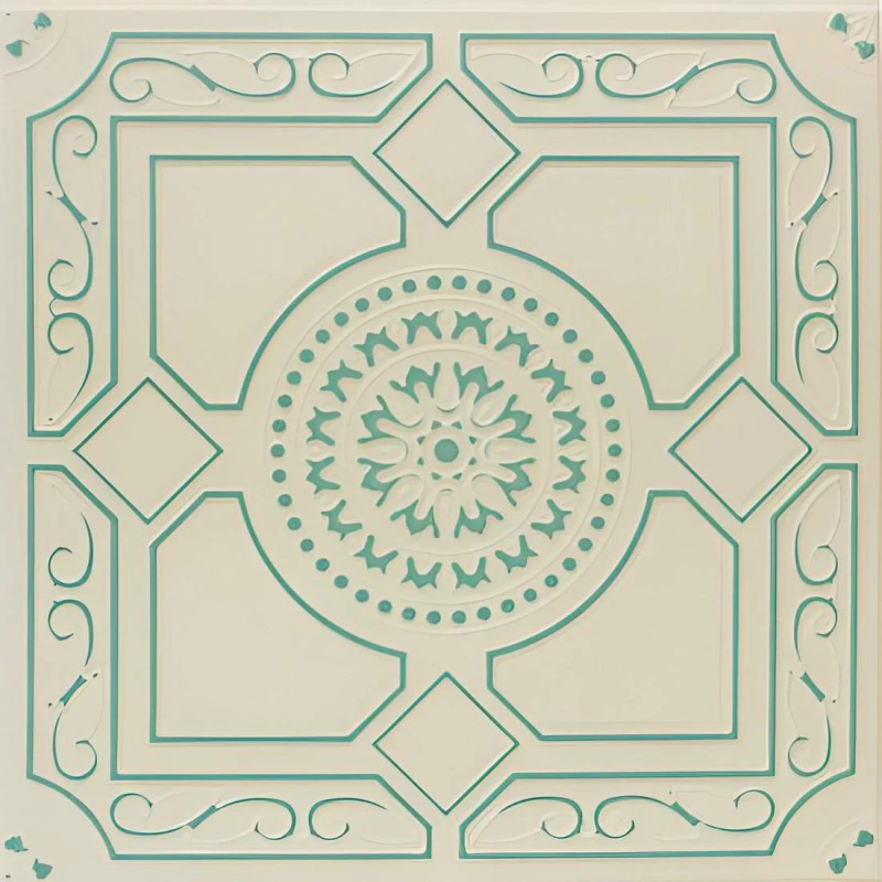 Tavan ornamental polistiren, crem cu verde, Folk 32 Z, 50x50 cm, 26 mp/pachet Tavan ornamental polistiren, crem cu verde, Folk 32 Z, 50x50 cm, 26 mp/pachet