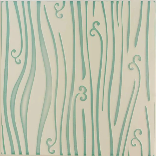Tavan fals polistiren, crem cu verde, Folk 102 Z, 50x50 cm, 28 mp/pachet