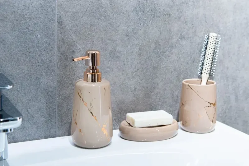 Dispenser săpun lichid, aspect marmura, Diosa, AWD02191745, AWD Interiors
