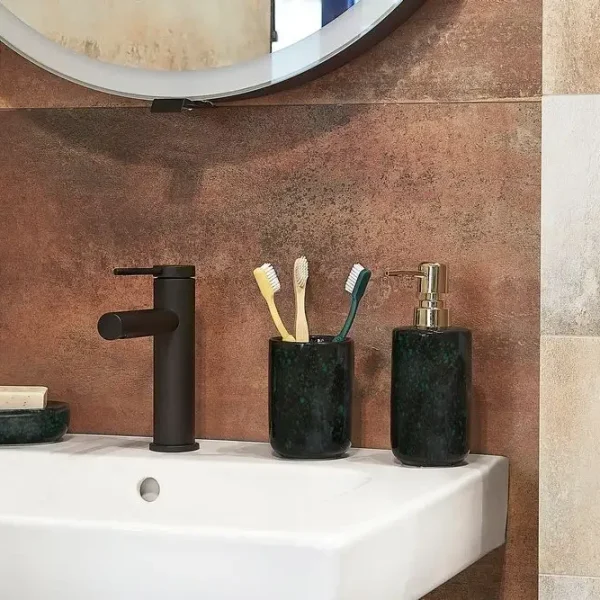 Pahar baie, ceramică negru verde, Beso, AWD02191925, AWD Interiors 300 ml