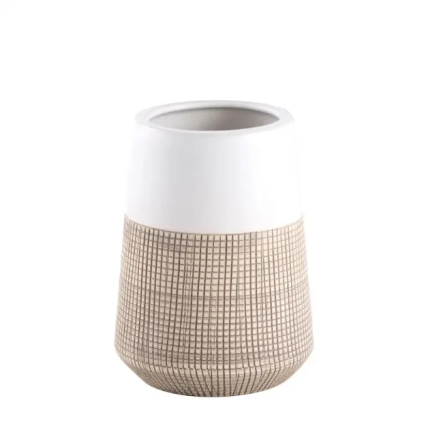 Pahar periuță de dinți, maro alb, ceramică, Isana, AWD02191439, AWD Interiors
