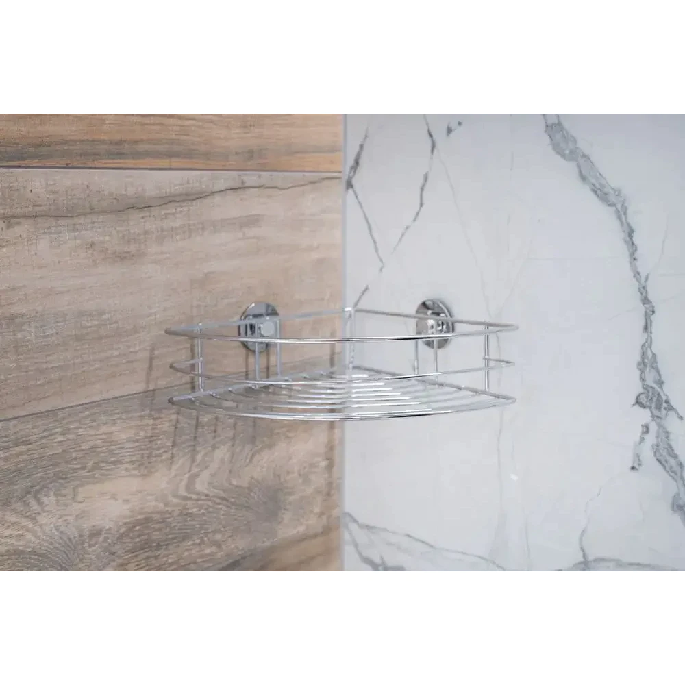 Raft metalic coltar pentru baie, cromat, AWD02081130, AWD Interiors Raft metalic coltar pentru baie, cromat, AWD02081130, AWD Interiors