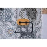 Suport hârtie igienică negru, bambus, metal, AWD02091765, AWD Interiors