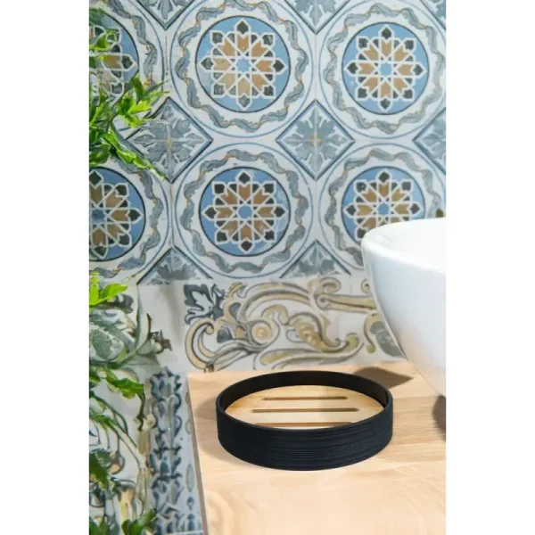 Săpunieră neagră, ABS, bambus, Ksanti, AWD02191723, AWD Interiors