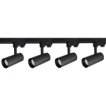 Set iluminat șină 3F negru 4xGU10, complet cu spoturi, Ice Light Prestige