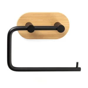Suport hârtie igienică negru, bambus, metal, AWD02091765, AWD Interiors