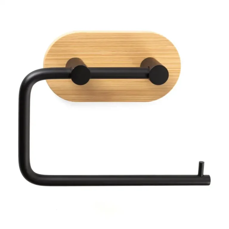 Suport hârtie igienică negru, bambus, metal, AWD02091765, AWD Interiors