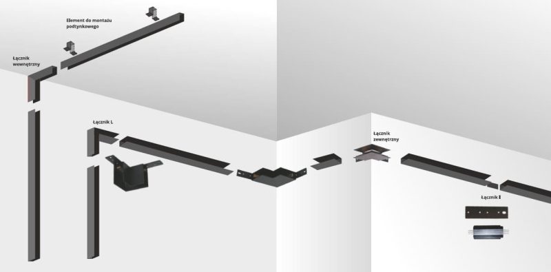 Conector exterior magnetic negru, montaj șină Light Prestige - imagine 3