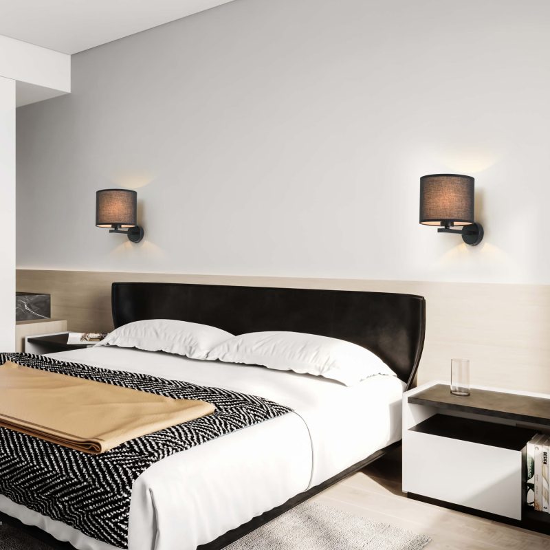 Aplica neagră 1xE27, montaj perete, Cecina Light Prestige