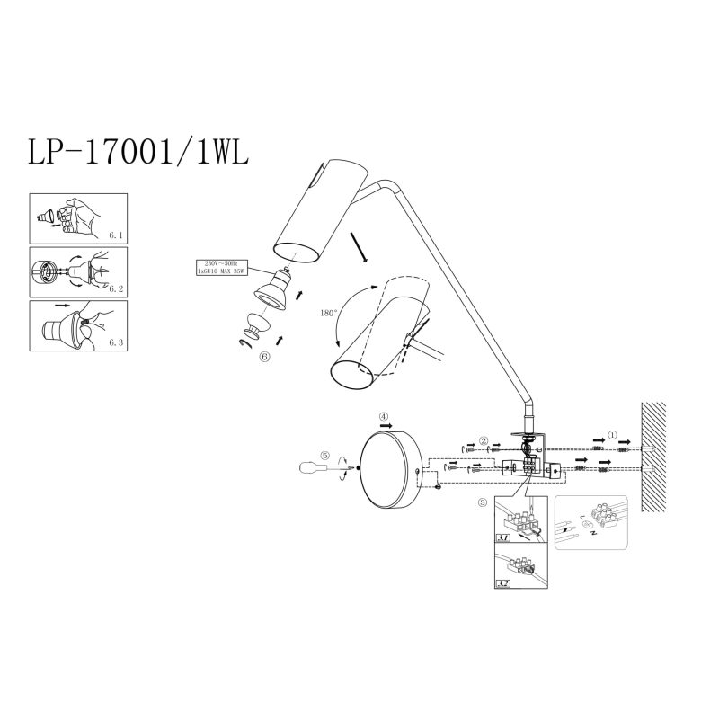 Aplica cu braț flexibil negru-aurie 1xGU10, design modern, Futuro Light Prestige