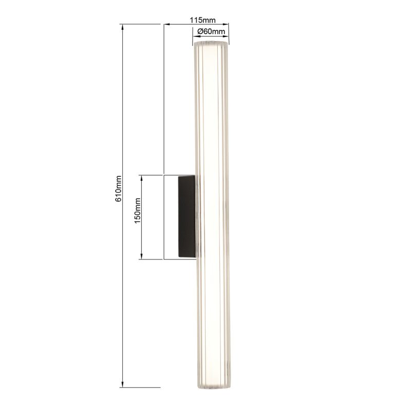 Aplica neagră 61 cm LED CCT, iluminat baie, Linea Light Prestige