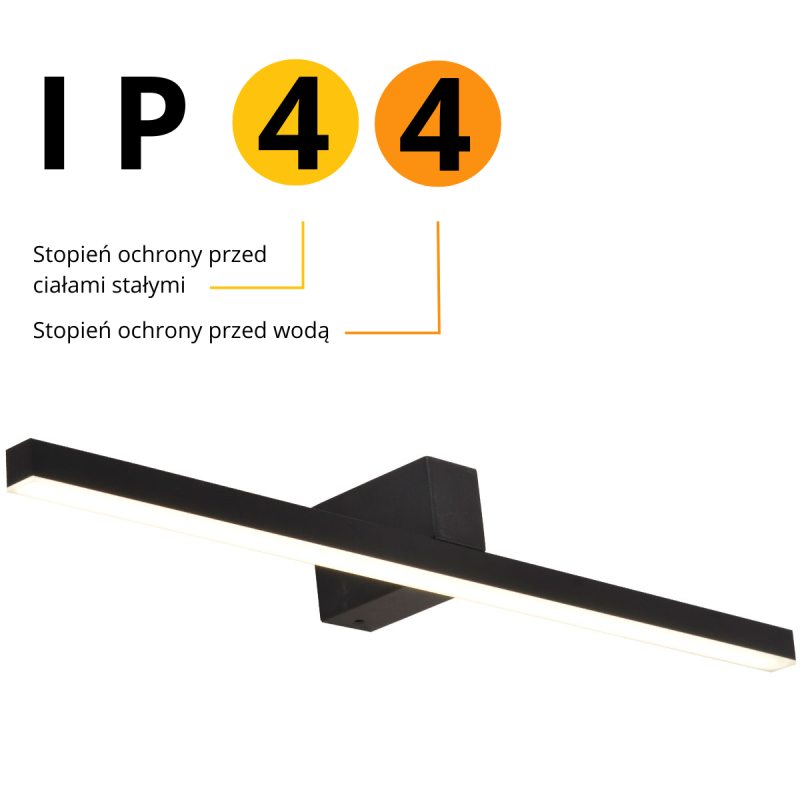 Aplica neagră 60 cm IP44 LED 4000K, iluminat oglindă, Nevada Light Prestige - imagine 8