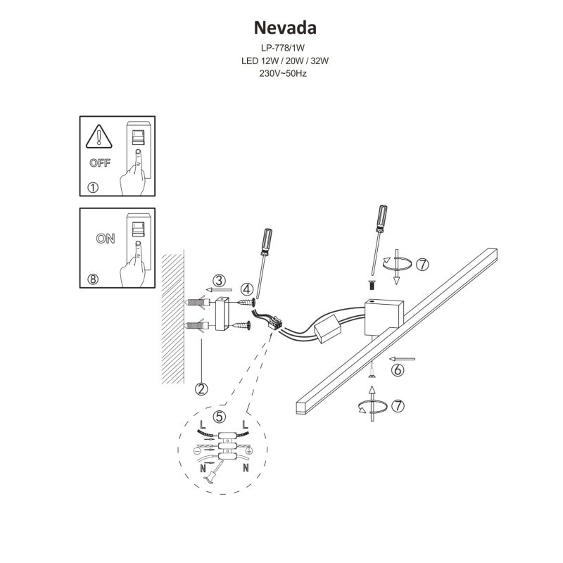 Aplica neagră 40cm IP44 LED 4000K, iluminat oglindă, Nevada Light Prestige - imagine 8