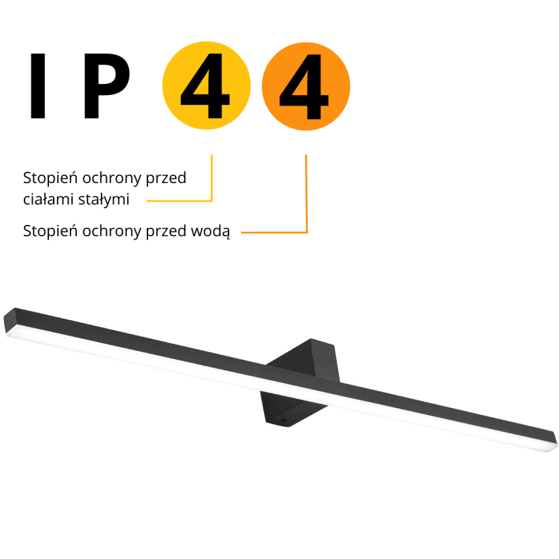 Aplica neagră 90 cm IP44 LED 4000K, iluminat oglindă, Nevada Light Prestige