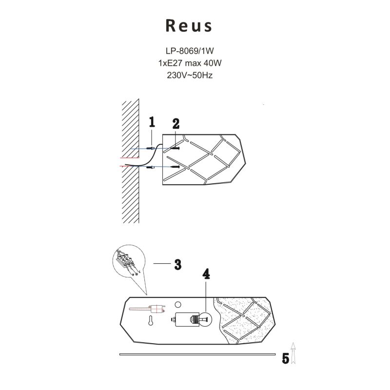 Aplica roz auriu 1xE27, iluminat perete, Reus Light Prestige