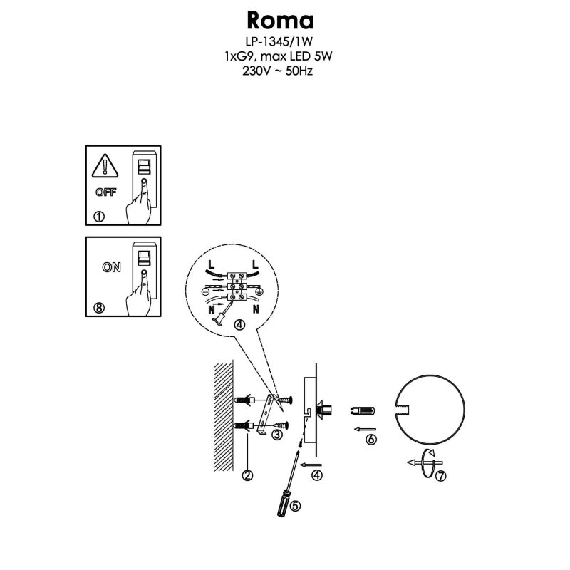 Aplica aurie 1xG9, iluminat perete, Roma Light Prestige - imagine 4