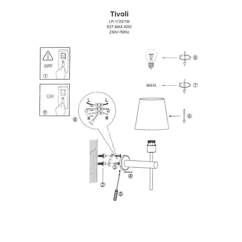 Aplica de perete albă 1xE27, design modern, Tivoli Light Prestige - imagine 9
