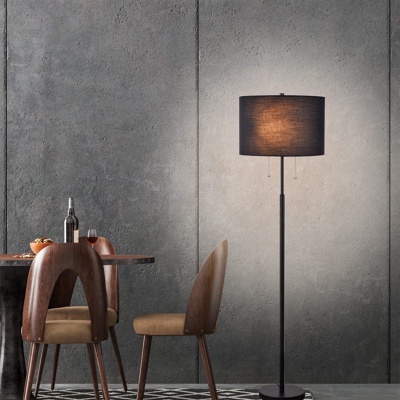 Lampă de podea neagră 2xE27, iluminat decorativ, Fogo Light Prestige - imagine 4