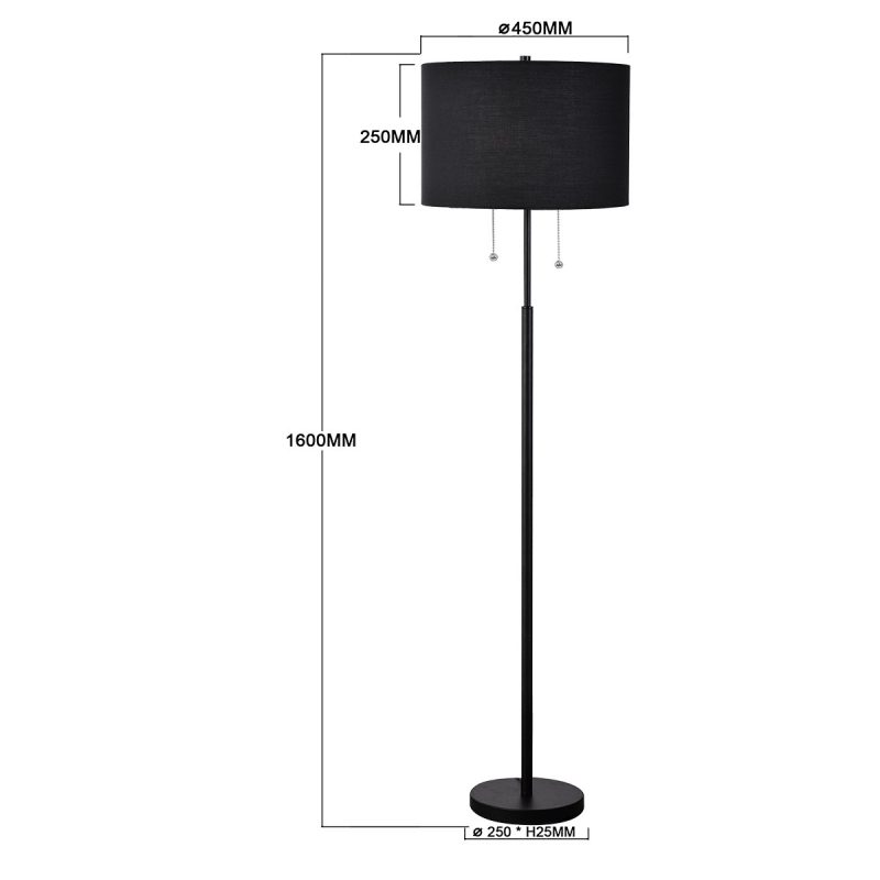 Lampă de podea neagră 2xE27, iluminat decorativ, Fogo Light Prestige - imagine 8