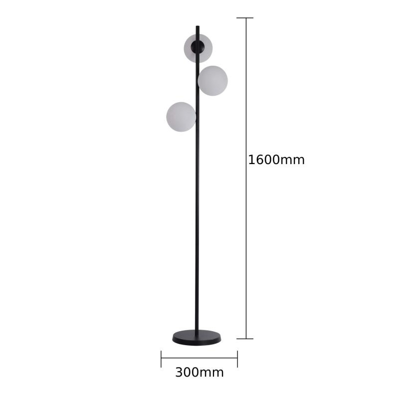Lampă de podea neagră 3xE14, iluminat vertical, Dorado Light Prestige