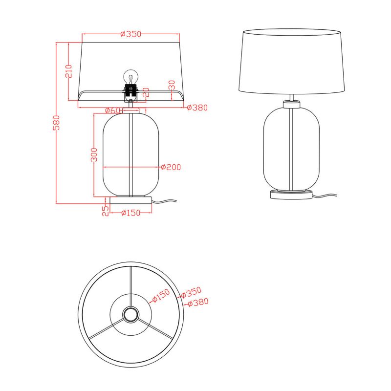 Lampă de masă albastră 1xE27, design minimalist, Amur Light Prestige - imagine 7