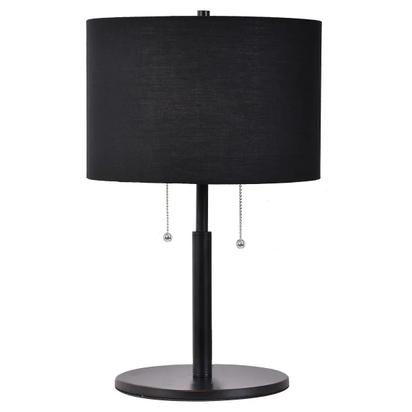 Lampă de masă neagră 2xE27