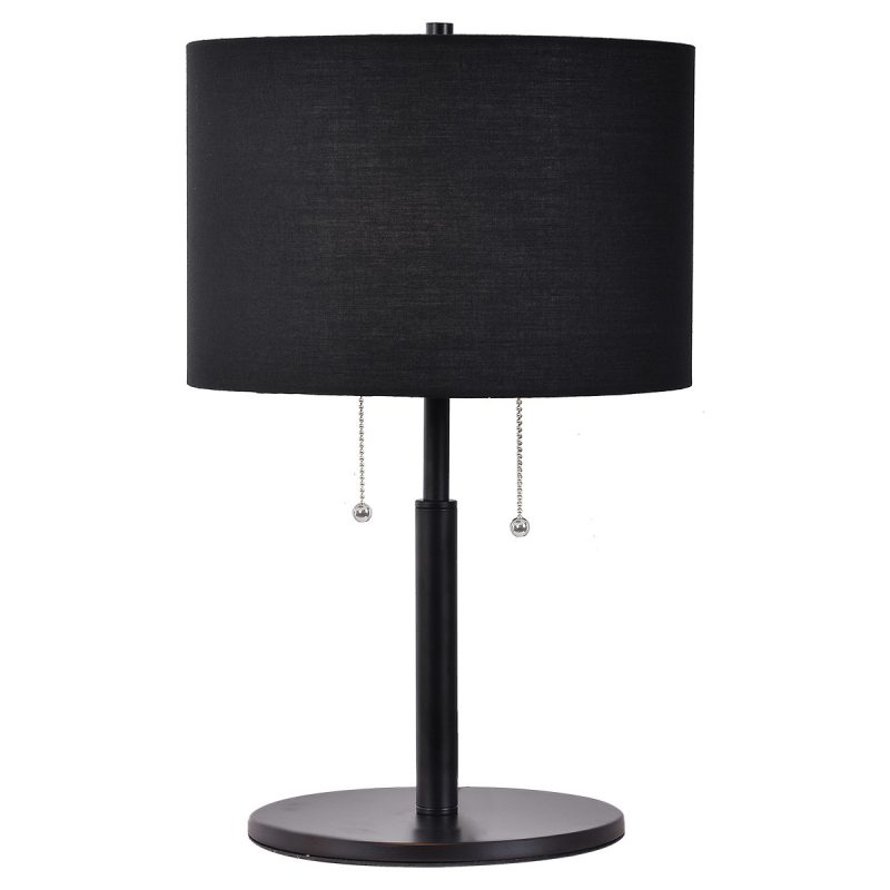 Lampă de masă neagră 2xE27