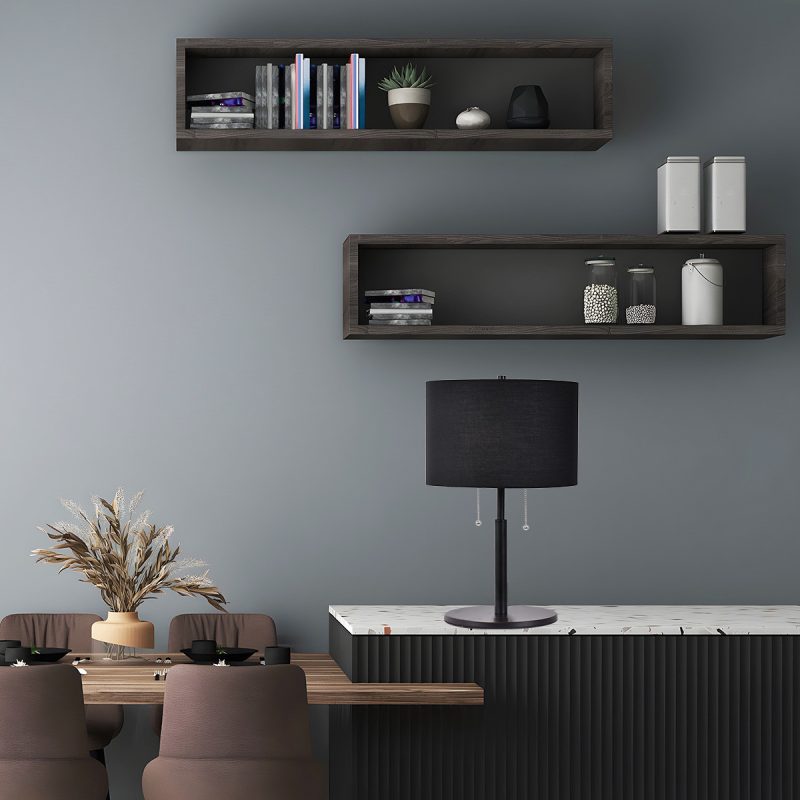 Lampă de masă neagră 2xE27, stil clasic, Fogo Light Prestige