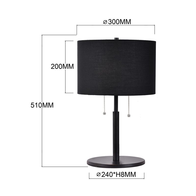 Lampă de masă neagră 2xE27, stil clasic, Fogo Light Prestige