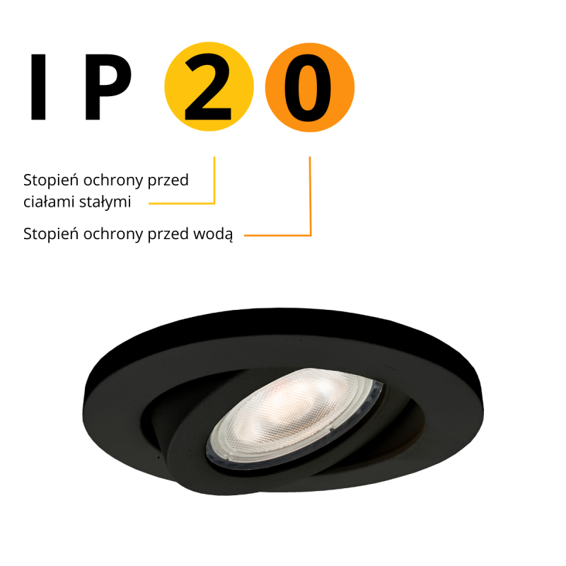 Spot încastrat orientabil negru IP20 1xGU10, iluminat interior, Lagos Light Prestige - imagine 4