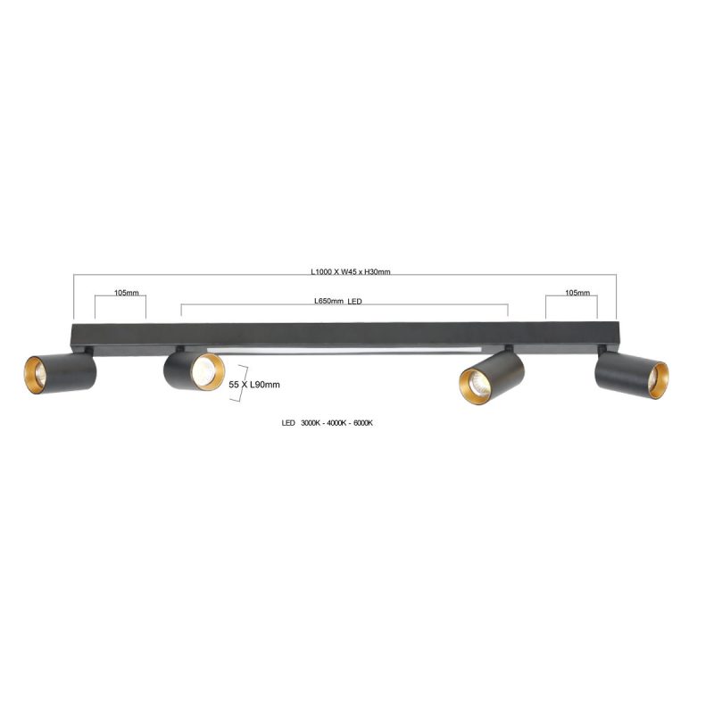 Plafonieră neagră 4xE27, design modular, Perugia Light Prestige - imagine 7