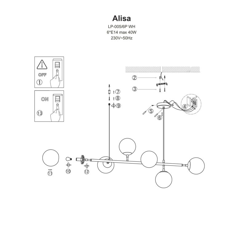 Lampă suspendată Alisa aurie 6xE14 Light Prestige