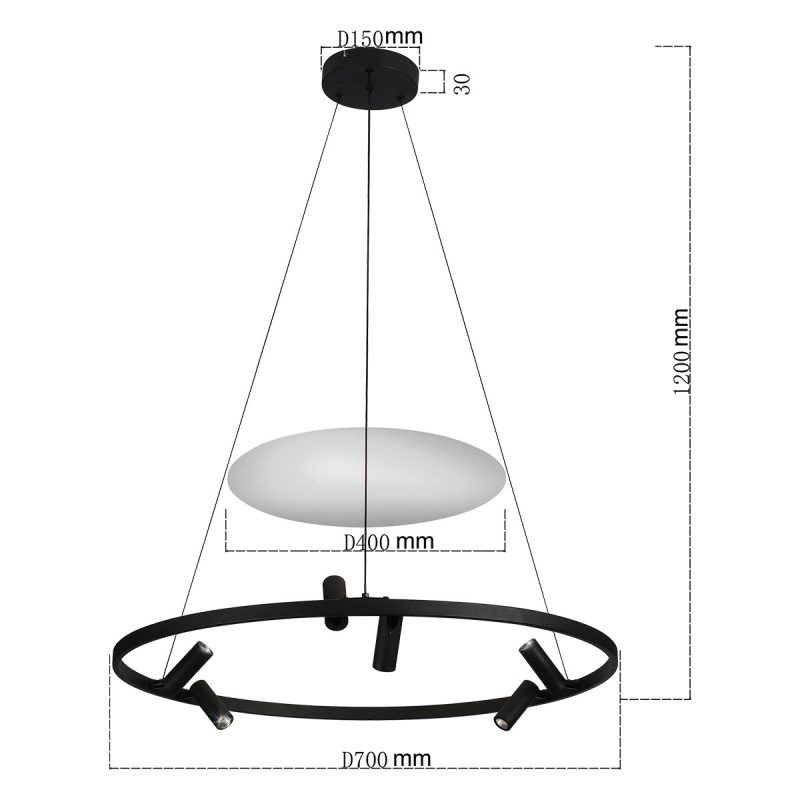 Lampă suspendată neagră LED 4000K, iluminat modern, Almeria Light Prestige - imagine 8