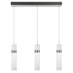 Lampă suspendată triplă argintie LED CCT, formă verticală, Ambiente Light Prestige