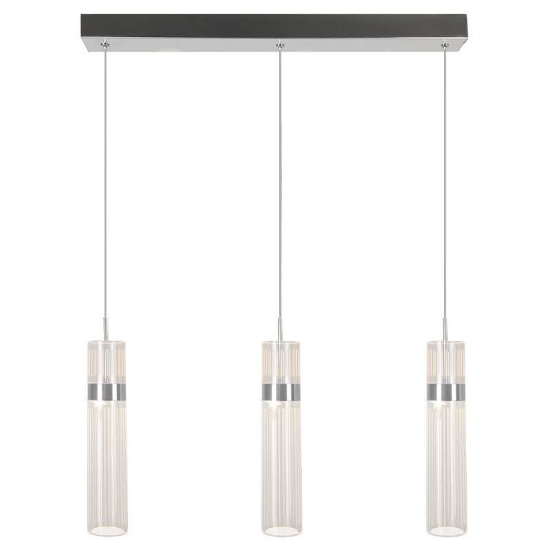 Lampă suspendată triplă argintie LED CCT, formă verticală, Ambiente Light Prestige - imagine 4