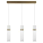 Lampă suspendată triplă aurie LED CCT, formă verticală, Ambiente Light Prestige