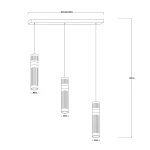 Lampă suspendată triplă aurie LED CCT, formă verticală, Ambiente Light Prestige