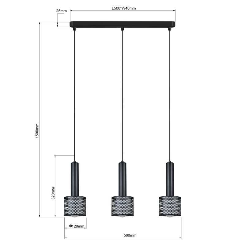 Lampă suspendată neagră 3xE27, iluminat interior, Amo Light Prestige - imagine 5