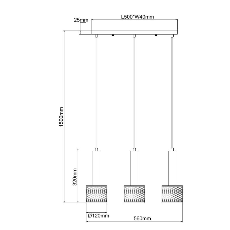 Lampă suspendată neagră 3xE27, iluminat interior, Amo Light Prestige - imagine 6