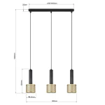 Lampă suspendată negru-aurie 3xE27, stil contemporan, Amo Light Prestige