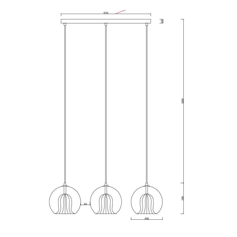 Lampă suspendată aurie 3xE27, stil modern, Arette Light Prestige - imagine 5