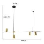Lampă suspendată negru-aurie 4xGU10, design industrial, Arizona Light Prestige